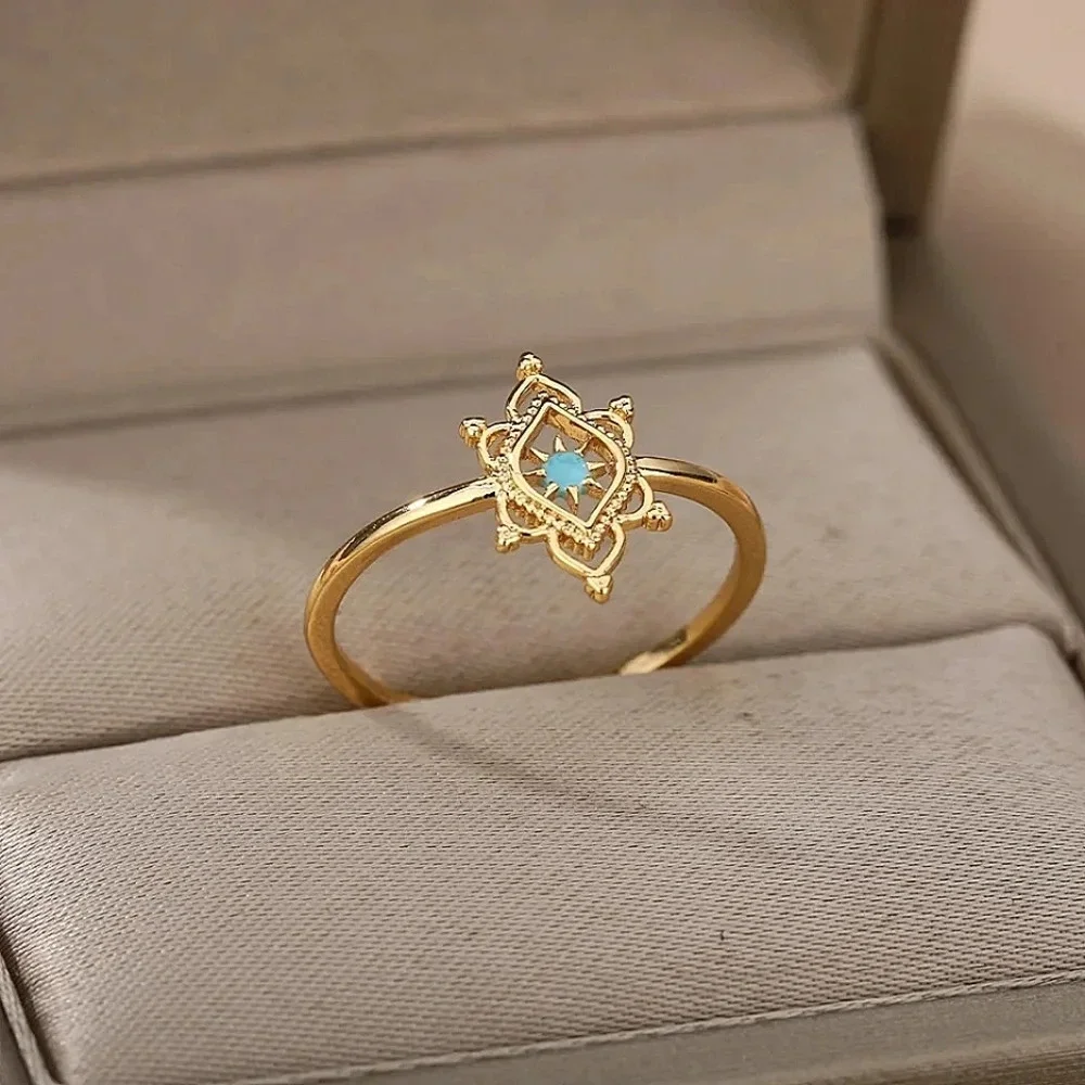 NEW Gold Filigree Opal Gemstone‎ Ring | 10k Gold Vermeil Sz 7